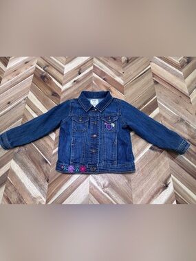 Old Navy Toddler Floral Embroidered Denim Jacket - Size 3T